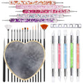 Nail Art Tools 27Pcs Set,Nail Art Brush,Resin Nail Art Palette,5 Pcs Nail Art Sculpture Pen,2-way Acrylic Silicone Engraving Pen Dotting Pen Tools Nail Art Kit for Nail Art DIY - color: F4#Black Style 9
