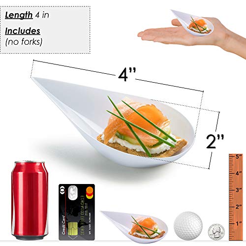 DLux 100 4-in Tear Drop Mini Appetizer Plates, White - color: White (100 dishes)