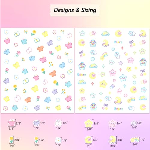 Okiyomi Cute Nail Stickers for Kids, 3D Kawaii, 4 Sheets, 289 Decals - color: 5d Baby Animals