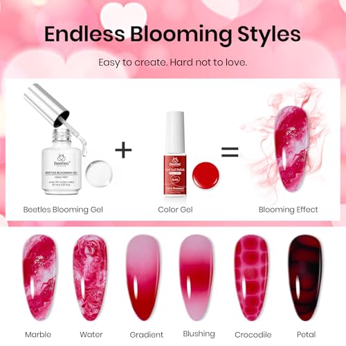 Beetles HEMA-Free Blooming Gel Nail Polish Set, Fiery Romance Red - color: Clear Blooming Gel