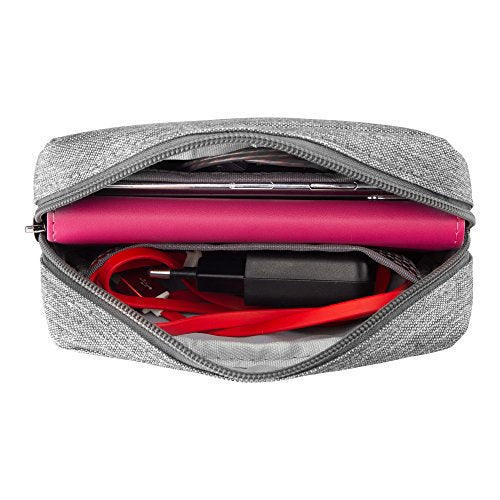 E-Tree Small Makeup Bag, Cosmetic Toiletry Skin Care Make up Little Items Pouch for Purse, Zipper Mini Tech Charger Cable Electronic Organizer Case, Travel Accessories for Women Men Teen, Grey - color: Grey, style: Travel Makeup Bag