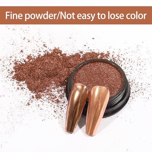 Artdone Chrome Nail Powder, Copper Iridescent Aurora Powder Metallic Mirror Effect Pigment Pearlescent Mermaid Pigment Pearl Glitter Dust Kit, Nail Art Decoration, Resin Craft - color: 1 Jar - Copper
