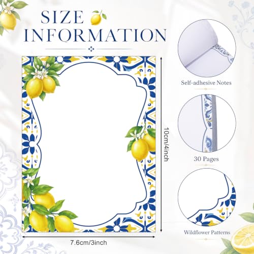 Chiisong 12 Pads Capri Lemon Sticky Notes Blue Tiles Yellow Adhesive Memo - style: Capri Lemon