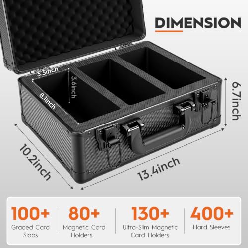 3 Row Graded Card Case Storage Box, Holds 100+ PSA Slab Case for Sport Card - size: 3 Row Holds 100+ Card Slabs