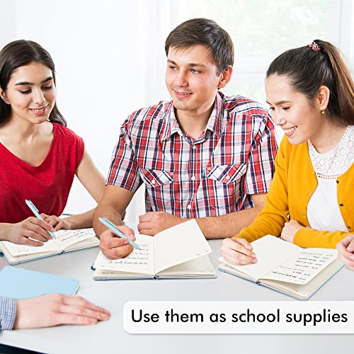 feela 5 Pack Notebooks Journals Bulk, Hardcover Notebook Classic Ruled Lined Journals with Pen Holder for Women Girls School Business Supplies, with 5 Black Pens, 120 GSM, 5.1”x8.3”, A5, Light Blue - color: 5 Pack light blue