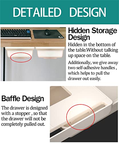 SVNNELP 2Pack Under Table Desk Drawer Storage Organizer Slide Out, Hidden Self-Adhesive Under Desktop Pencil Tray Drawer for Office,Classroom,Kitchen(S/white） - size: S