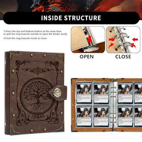 DUROTAN Trading Card Binder-4 Pocket,240 Pockets Card Holder Album - color: 5-Tree of Life-GrayBrown