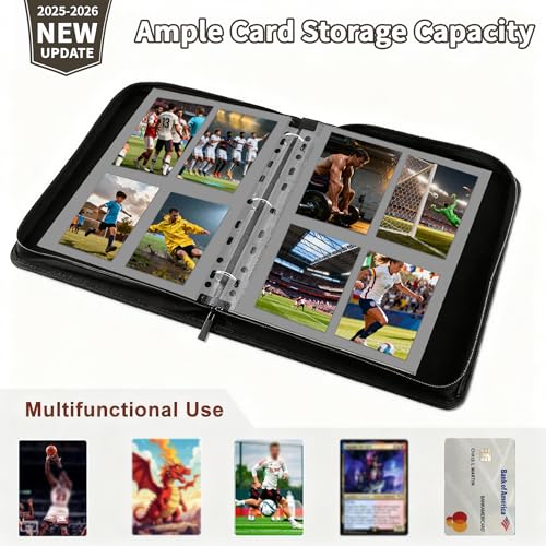 Baseball Card Binder, 400 Pockets, Protective Trading Card Album - color: Baseball, size: 400 Pockets