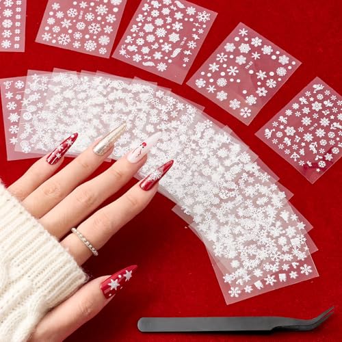 Beetles Snowflake Nail Art Stickers 30 Sheets 3D Nail Stickers - color: G-White-30-2