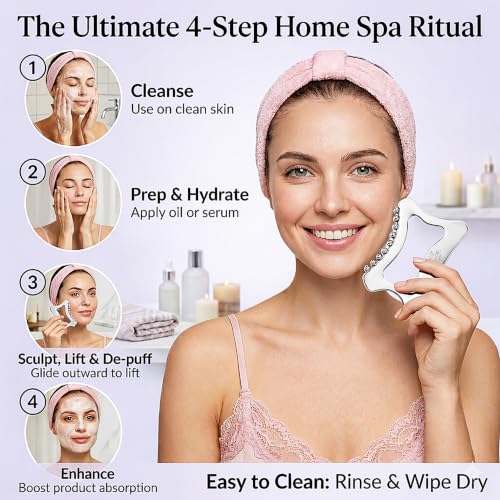 Lymphatic Contour Face Brush Stainless Steel Gua Sha Facial Tools, Lymphatic Drainage Brush Body Gua Sha Tool, Muscle Scraper Massage Tools Scraping Tool Physical Therapy Gua Sha Tool for Face