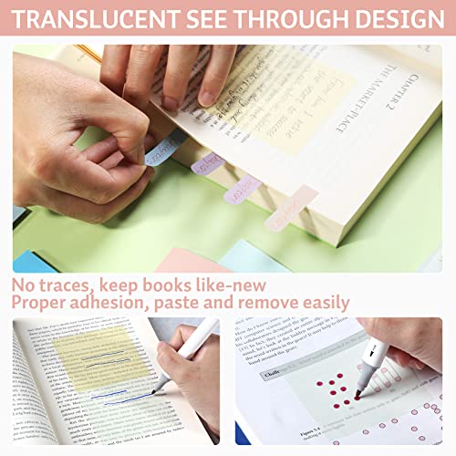 Pastel Transparent Sticky Notes, 550 Sheets Morandi Clear Sticky Tabs, Translucent Page Flags Book Markers Stickers, Bible Journaling Study Office School Supplies - color: 16 Colors