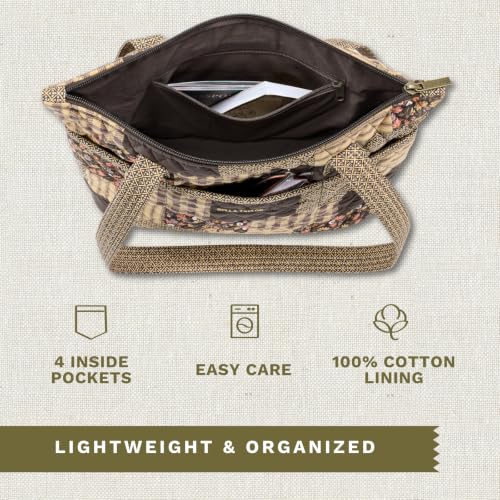 Bella Taylor Small Tote, Quilted Shoulder Bag for Women - color: Twilight Garden Patch