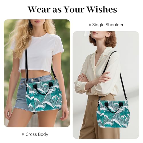 Crossbody Shoulder Bag for Women - Water Resistant Casual Handbag Purse with Multiple Pockets, Adjustable Strap - color: Tide Blue