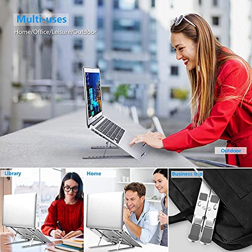 Leeboom Laptop Stand for Desk, Adjustable Foldable Aluminum Riser, Silver - color: Silver