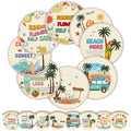 Gejoy 24 Pcs Beach Vacation Foldable Hand Fans Flying Disc 8 Style - color: Beach Vacation