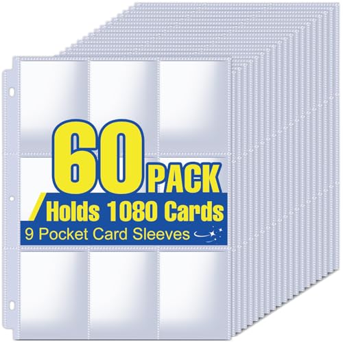 ZENOWICK 1080 Pockets Card Sleeves Binder Sheets - size: 60 Pack