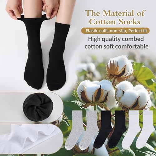 Corlap Women's Thin Above Ankle Socks-6Pairs Cotton Bootie Dress Crew Socks - color: 6 Pairs 2white+2black+2grey, size: 6-9