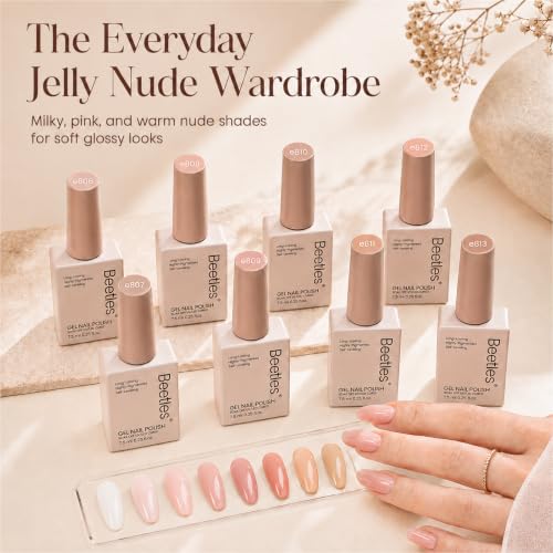 Beetles Jelly Gel Nail Polish Set, 8 Colors Nude Pink Gel Polish - color: A - Sheer | Classic Nude
