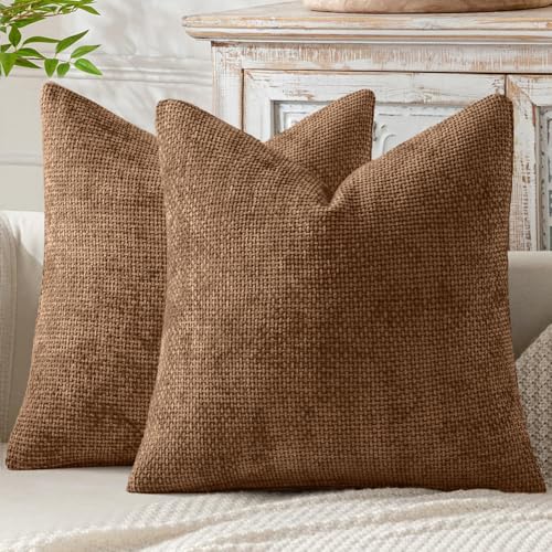 MIULEE Decorative Couch Throw Pillow Covers 18x18 in Golden Brown 2 Pack - color: Golden Brown, size: 18" x 18" (Pack of 2)