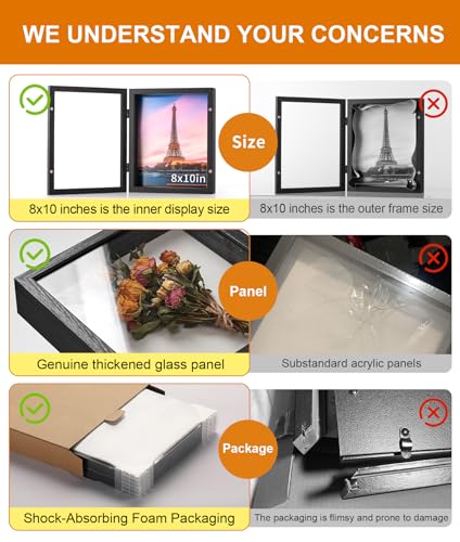 8x10 Black Deep Shadow Box Picture Frame with HD Clear Glass - color: Black, size: 8x10