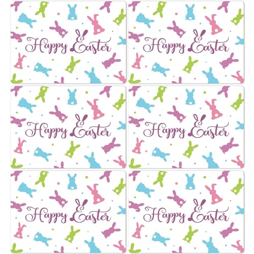 Easter Placemats Set of 6 Rabbit Eggs Plastic Table Mat 17×13×0.04in - style: Easter Bunny