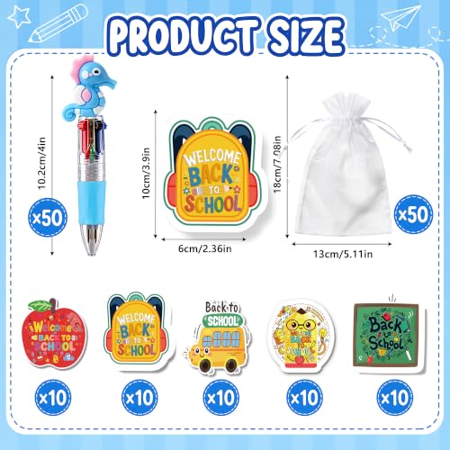 50 Pack Classroom Reward Pens for Students, Cute 4-in-1 Multicolor Retractable Pens, Back to School Gifts, Teacher Appreciation Gifts and Student Prizes - color: Back To School Multicolor
