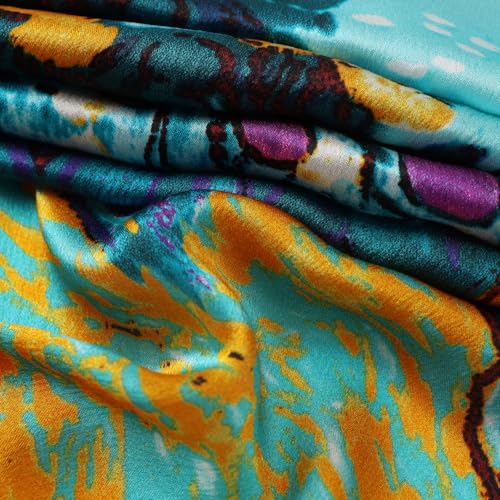 JWSilk Long Charmeuse Silk Scarf Classic Art Print - color: Purple Iris By Van Gogh