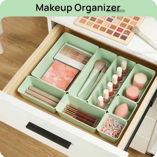Vtopmart 25 Pack Plastic Drawer Organizers with Anti-slip Rubber Pads - color: Sage Green