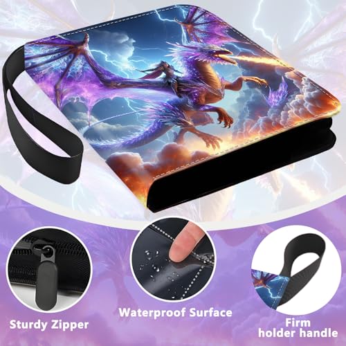 4 Pocket Trading Card Binder, Holds 400 Cards, Zipper Binder - color: Charizard Knight