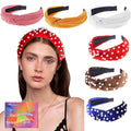 LOVNFC Womens Headbands, 6Pcs Knotted Head Bands No Slip Fashion for women Girls Wide Top Knot Turban Hair Bands Velvet Hair Hoops Hairband (red blue brown) - color: Pure color with pearl C