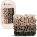 Kitsch Ultra-Petite Satin Scrunchies for Women - Eucalyptus, 6pcs - color: Eucalyptus