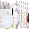 FANDAMEI Nail Art Kit With Nail Stand, Nail Art Tools, Nail Design Tools, Nail Brush, Nail Holder For Painting Nails, Nail Art Brushes, Nail Dotting Tool, Nail Tools For Nail Art, White - color: White