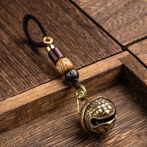 Brass Decorative Bells Keychain with Auspicious Pattern, Hanging Lucky Bell for Car Keys or Backpack as Good Luck Charms - style: Lucky Bell 1