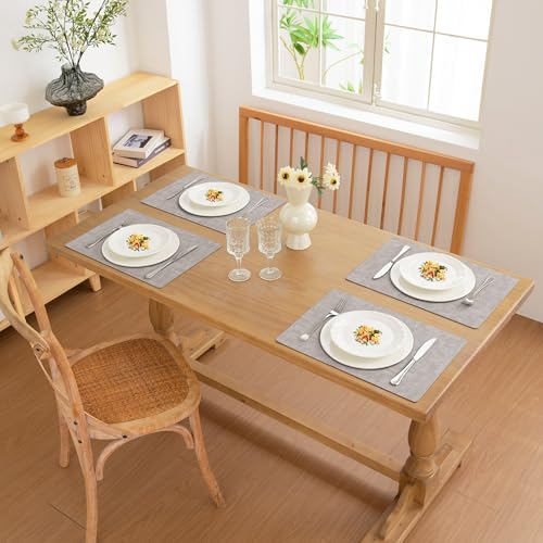 FROMHEART Faux Leather PU Placemats Set of 4 (Light Grey,11.8" x 17") - color: Light Grey, size: Set of 4