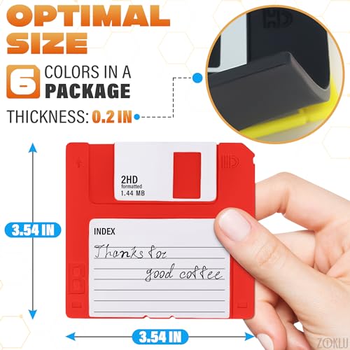 Floppy Disk Coasters Set of 6, 3.54 in, Colorful Retro 90s Design - color: 6pcs Multicolor Coasters