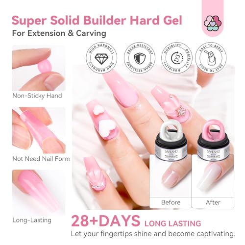 SAVILAND Non Sticky Solid Builder Nail Gel Kit Clear Nude White Pink - size: 15pcs
