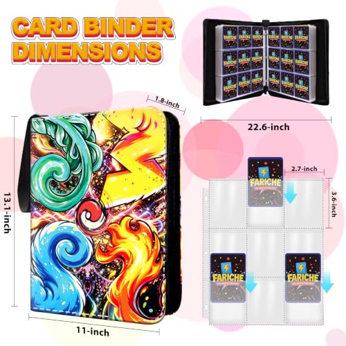 Trading Card Binder for TCG Cards, 9-Pocket Portable Card Collector Ablum Holder Book Fits 900 Cards with 50 Removable Sleeve, Waterproof Card Binder Display Storage Carrying Cases for TCG -4 tail - color: 4 tails-900 cards