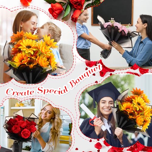 Ctosree 240Sheets Flower Wrapping Paper,Waterproof Korean Bouquet Wrap 23in - color: Black