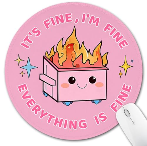 Hancynir Cute Mouse Pad, Dumpster on Fire Round Mousepad for Office Desk - color: Cute Dumpster