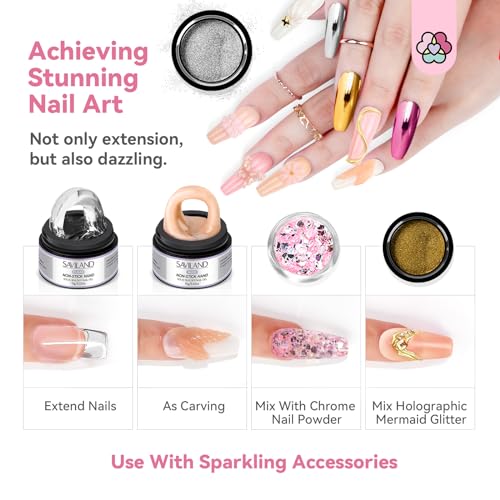 SAVILAND Non Sticky Solid Builder Nail Gel Kit Clear Nude White Pink - size: 15pcs