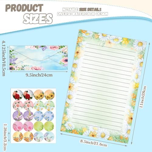 TaoBary 160 Pcs Flower Stationery Paper and Envelopes Set, 8.5 x 11'' - size: 8.5 x 11 Inch, style: Flower