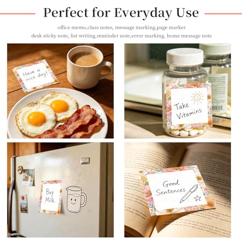 Sticky Notes 3x3 Inches, Cute Self-Stick Note Pads, Funny Memo Pads, Easy to Post Sticky Notes for Office, Home & Notebook Soft Flower Bouquet - color: Soft Flower Bouquet