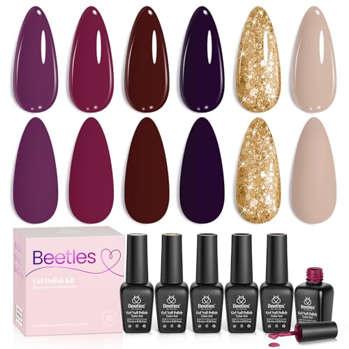 Beetles Fall Gel Nail Polish Set, Terra Dusk Glitter Plum Purple Gel Polish - color: A - Mixed Finishes | | Terra Dusk