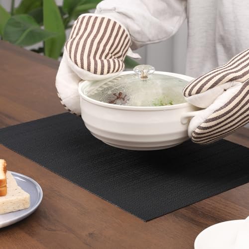 Myir JUN Placemats Set of 10 Kitchen and Dining Table Placemats - color: Black, size: Set of 10