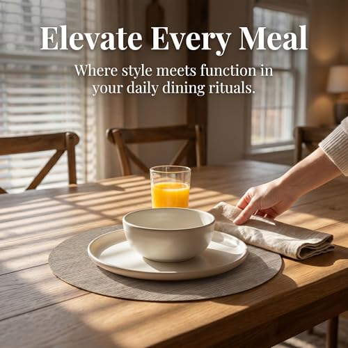 Round Imitation Bamboo PVC Placemats Set of 6,Countertop Protector - color: Light Brown