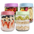 SHOWIN Overnight Oats Containers with Lids, 16oz Glass Jars with Lids 4 pcs, Candy, Wide Mouth Mason jars for Salad, Yogurt, Snacks, Meal Prep - color: Candy, size: 16oz-4pc