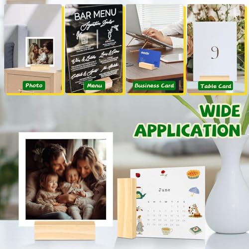 15Pcs 2.75x1.38 Inches Wood Table Number Stands, Wooden Place Card Holders, Acrylic Sign Holders for Wedding, Ceremony, Birthday, Party, Home Decoration, Events (3mm Slots) - size: 15 Pcs- L 2.75"- Slots 3mm
