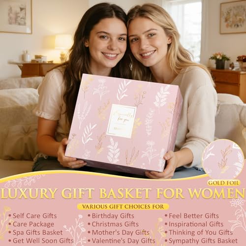 Birthday Gifts for Women, Spa Self Care Package Get Well Soon Gift Baskets - color: Pink - Sandalwood Rose