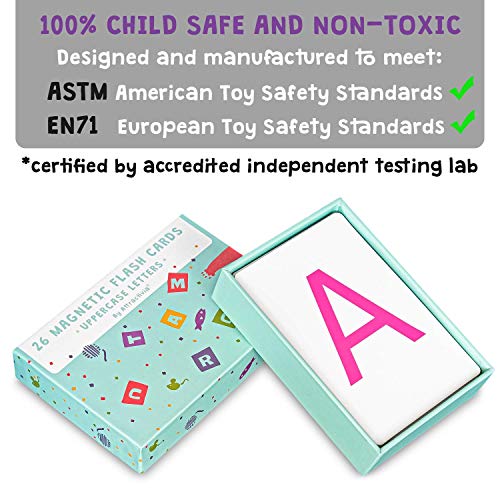 Attractivia Magnetic Big Alphabet ABC Flash Cards - 26 Sturdy Uppercase Large Letters - for Classroom Teachers, Homeschool, ESL, Toddlers 2-4 Years, Kids and Adults - style: Uppercase