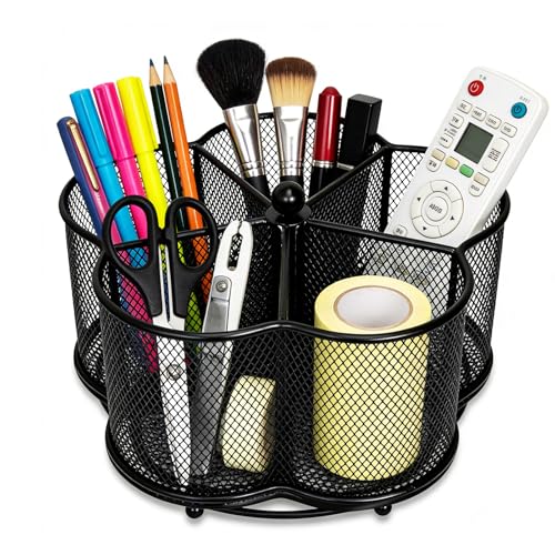 Pen Holder for Desk,360-Degree Rotating Pencil Organizer - color: Plum shaped